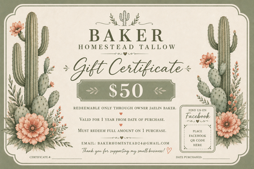 Baker Homestead Tallow Gift Card